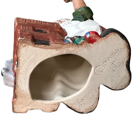 Workshop Santa Claus Painting‎ Toys Christmas Figurine Signed 10" Porcelain 1992 - Picture 7 of 7